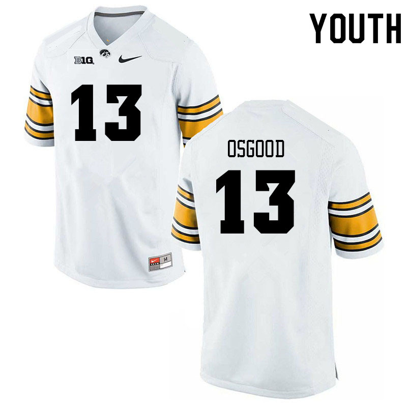 Youth #13 Reese Osgood Iowa Hawkeyes College Football Alternate Jerseys Sale-White - Click Image to Close